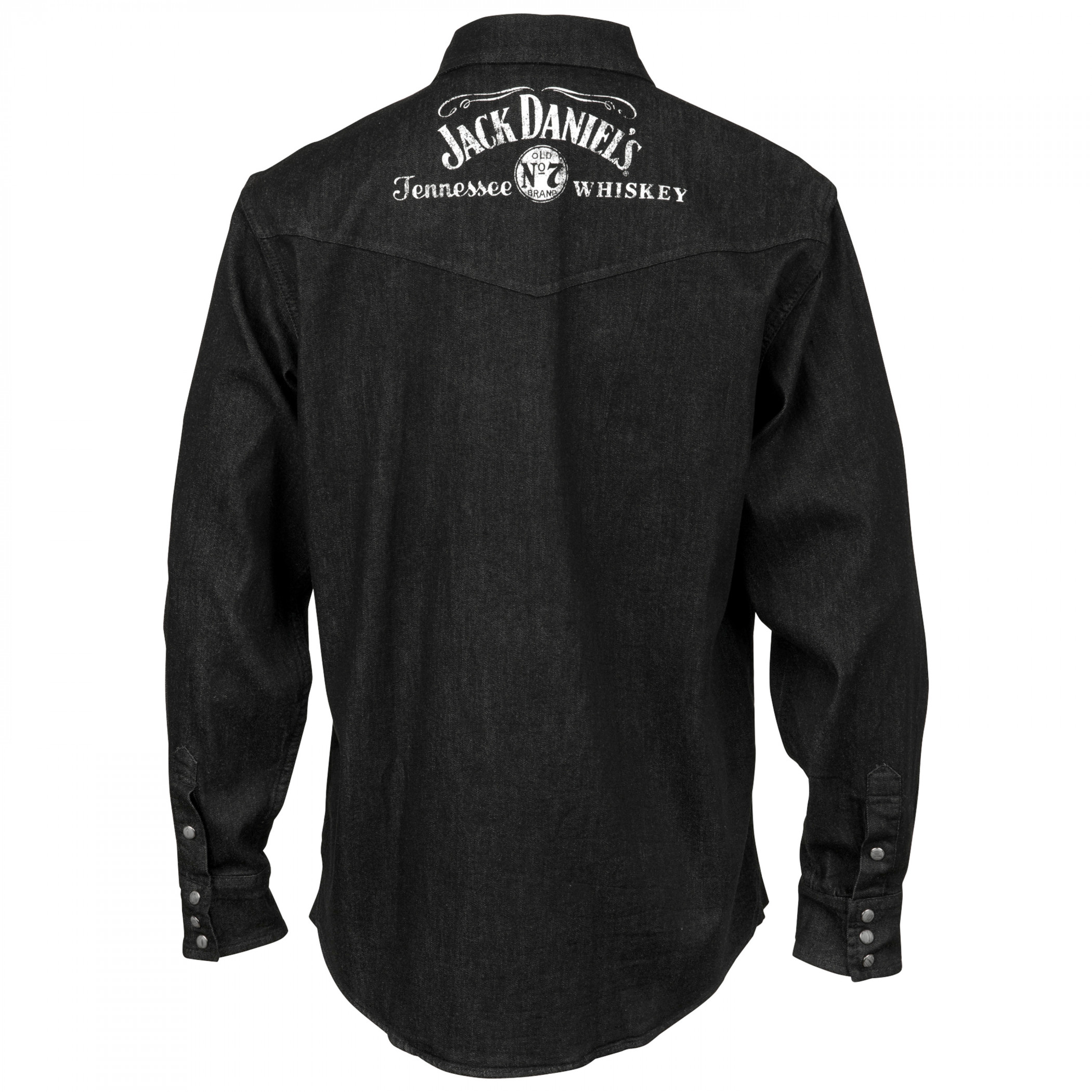 Jack Daniel's Denim Western Snap Buttons Shirt Black | eBay